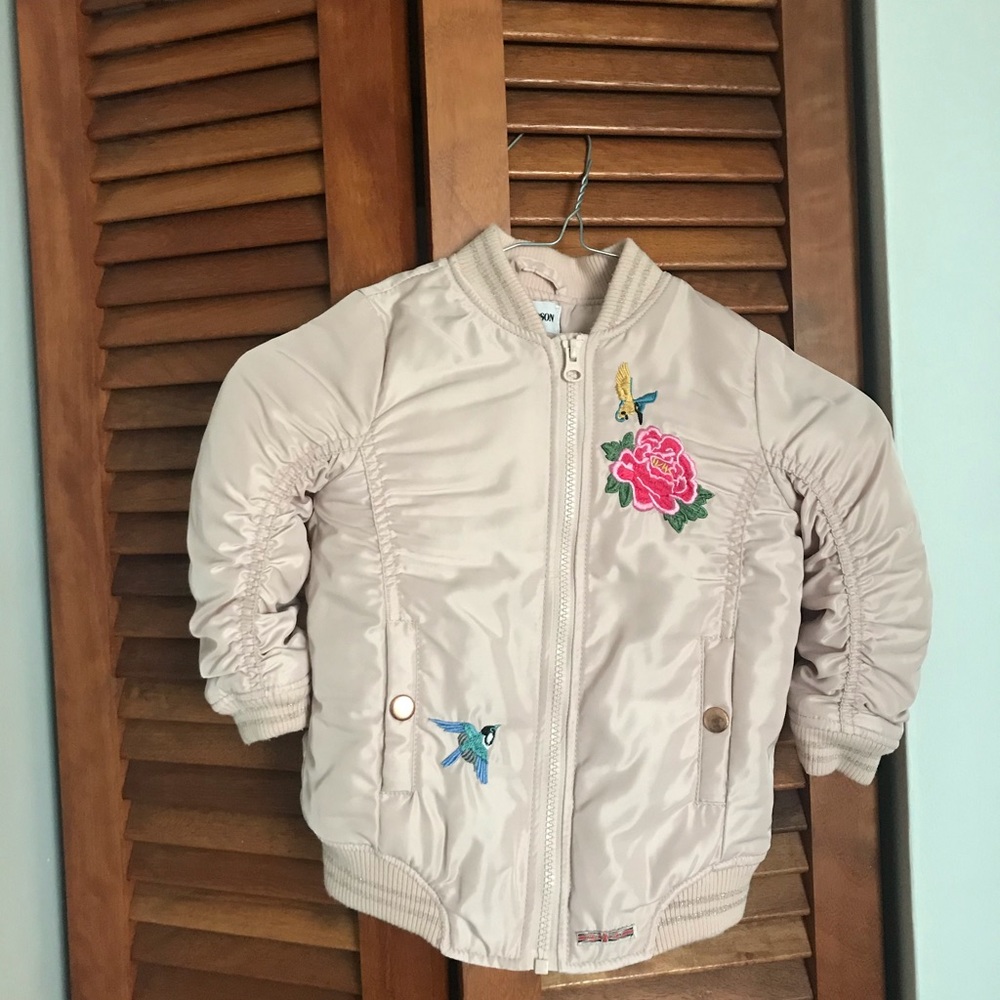 Toddler girl embroidered cute pink jacket
